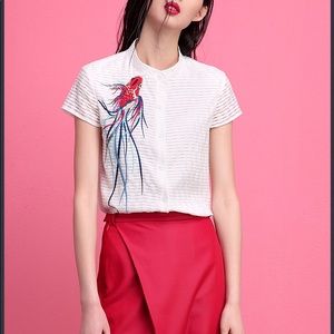 Embroidered Stand Collar Shirt